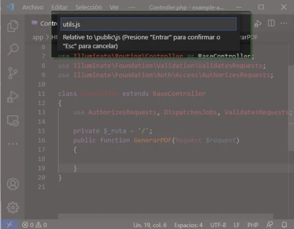 Nombre del archivo a crear en VSCode