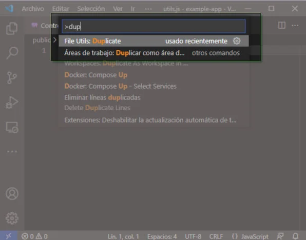 Duplicar archivos en VSCode