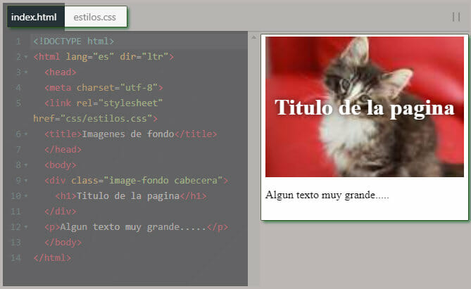 Código para poner una imagen de fondo en HTML y CSS